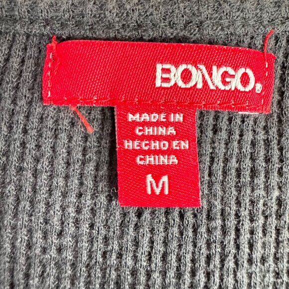 Bongo Y2K Waffle Knit Babydoll‎ Top Womens M Lace V Neck Button Thermal Henley - Picture 5 of 7